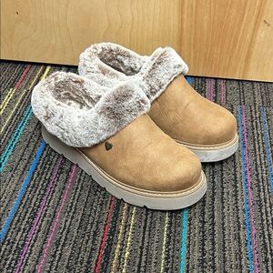 BOBS from Skechers Tan Faux Fur Lined Slippers